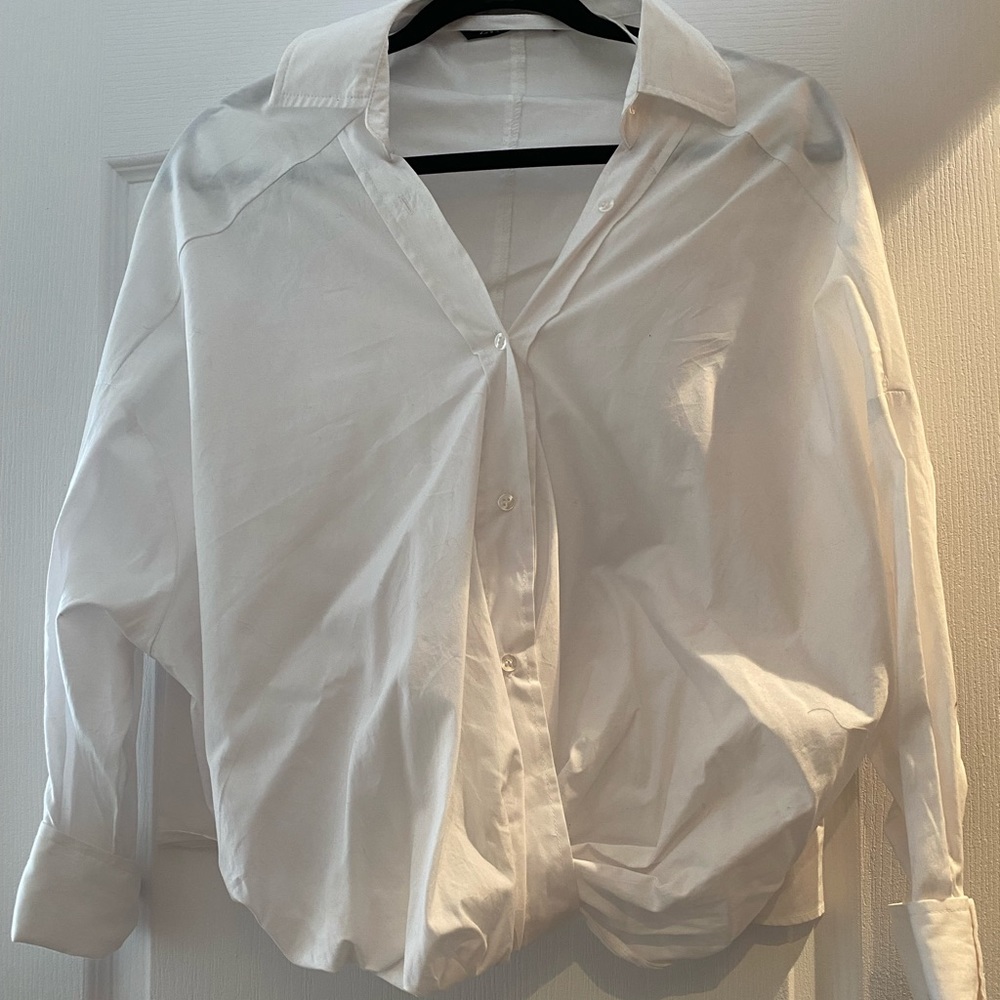 Zara white blouse with tie